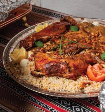 Grilled meat platter, a staple of Gulf cuisine, served in Geneva